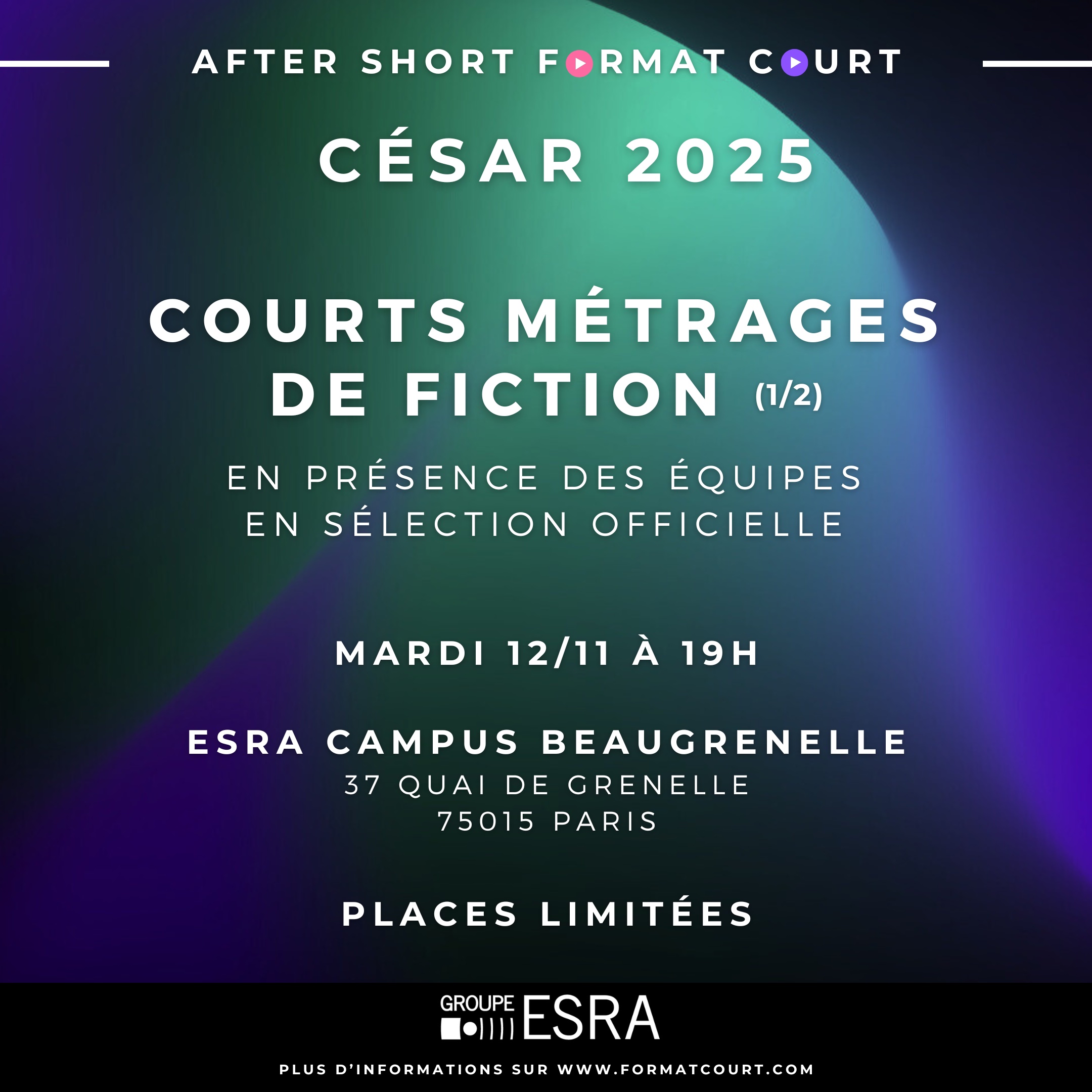 1er After Short, mardi 12/11. Courts de fiction en lice aux César 2025 (1/2)